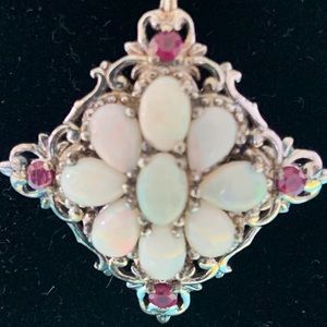 Genuine Opal pendent in platinum over 925 STS